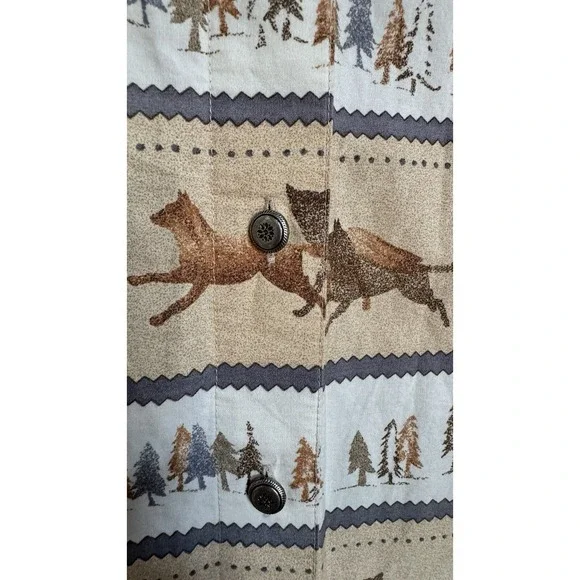 Wrangler Western Wear Cotton Long Sleeve Shirt‎ L Wolf Fox Cowgirl Horsegirl - Picture 15 of 16